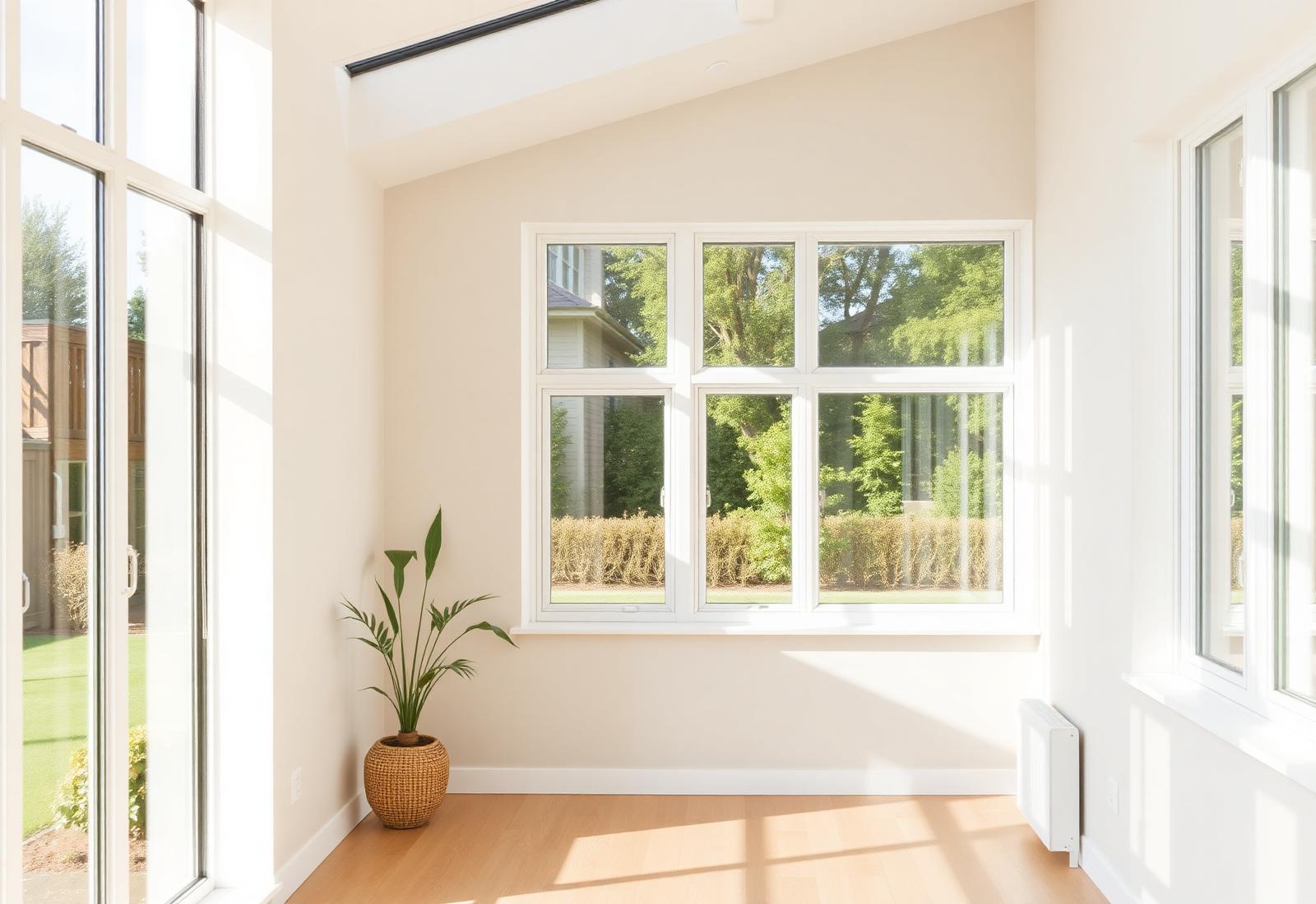 Finestre in PVC installate in un soggiorno luminoso